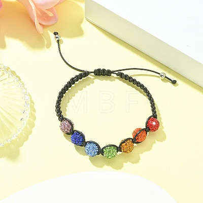 Handmade Polymer Clay Rhinestone Beads Braided Bead Bracelets BJEW-TA00320-1