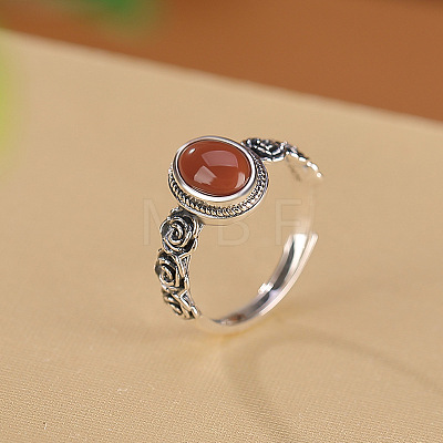 Oval Natural Red Agate Finger Rings WG8AEAC-02-1