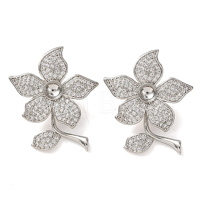 Brass Micro Pave Clear Cubic Zirconia Slide Charms KK-K422-10P-1