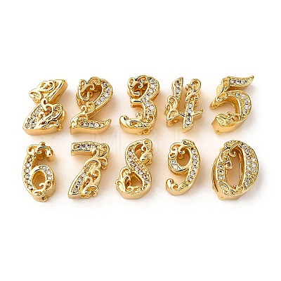 Brass Micro Pave Cubic Zirconia Beads KK-A265-01G-1