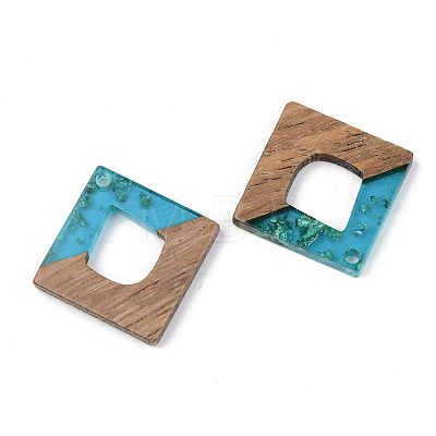 Transparent Resin & Walnut Wood Pendants RESI-S389-024A-B03-1