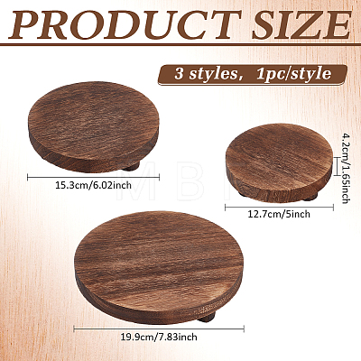 3Pcs 3 Sizes Round Wood Display Riser Stands AJEW-WH0410-252-1