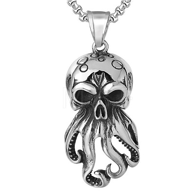 Octopus Skull Alloy Pendant 667 Stainless Steel Box Chain Necklaces for Men FS-WGDB212-01-1