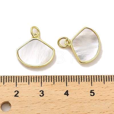 Brass Pave Shell Shell Shape Charms with Jump Ring KK-K365-08D-G-1