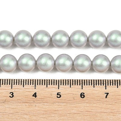 Frosted Glass Pearl Beads Strands GLAA-A044-08A-14-1