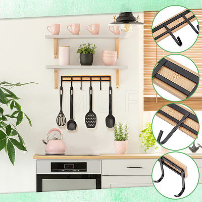 3 Sets Iron & Wood Wall-mounted Storage Hook DIY-GO0003-23-1