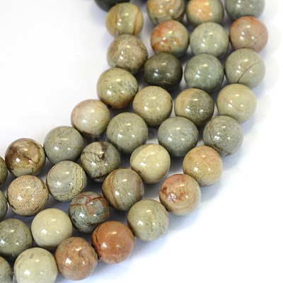 Natural Silver Leaf Jasper Round Bead Strands X-G-E334-6mm-04-1