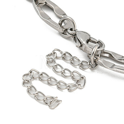 304 Stainless Steel Dapped Chains Bracelets for Men & Women BJEW-D042-05P-1
