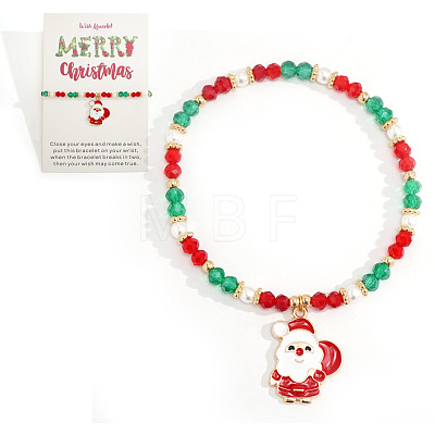 Christmas 304 Stainless Steel Enamel Charm Bracelets UB9806-7-1