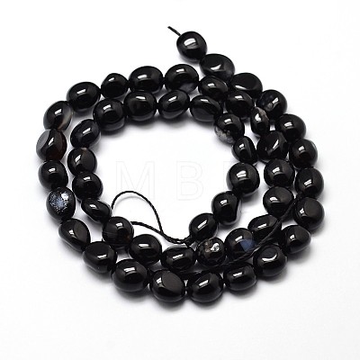 Dyed & Heated Natural Black Agate Nuggets Beads Strands G-J335-05-1