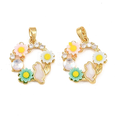 Brass Micro Pave Clear Cubic Zirconia Pendants KK-H262-15G-1