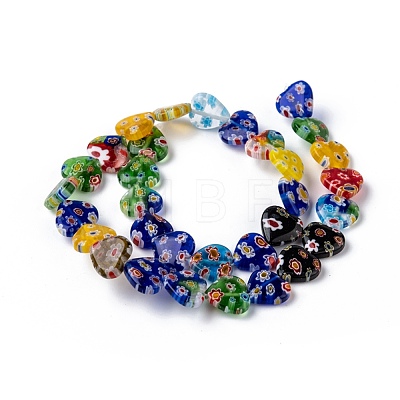 Handmade Millefiori Glass Heart Bead Strands X-LK-P017-06-1