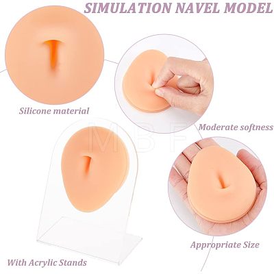 Soft Silicone Belly Button Flexible Model Body Part Displays with Acrylic Stands ODIS-WH0002-21-1