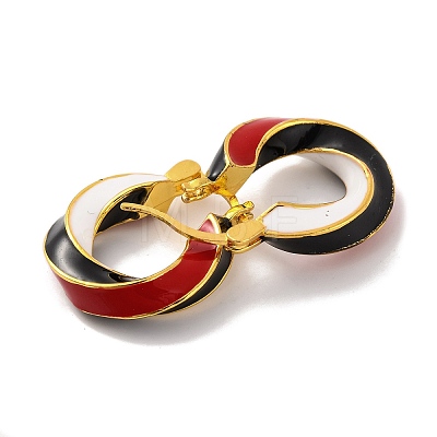 Brass & Enamel Twist Hoop Earrings for Women EJEW-U015-16A-G-1