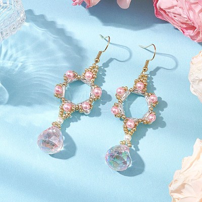 GLass Dangle Earrings EJEW-MZ00255-01-1