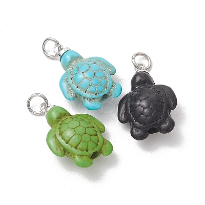 Dyed Synthetic Turquoise Pendants PALLOY-JF05376-1