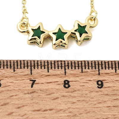 Brass Glass Triple Star Pendant Necklaces KK-CBAB173-03G-05-1