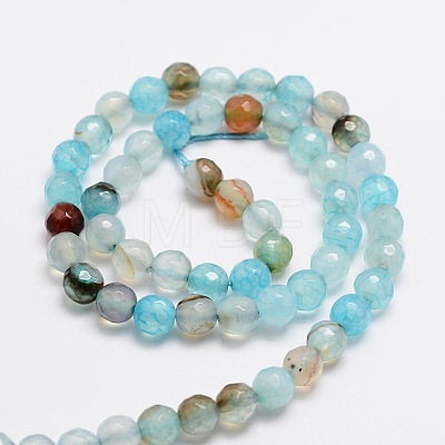 Faceted Natural Agate Round Beads Strands G-E319A-6mm-04-1