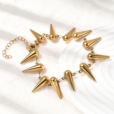 304 Stainless Steel Spike Link Chain Bracelets for Women BJEW-G778-01G-1