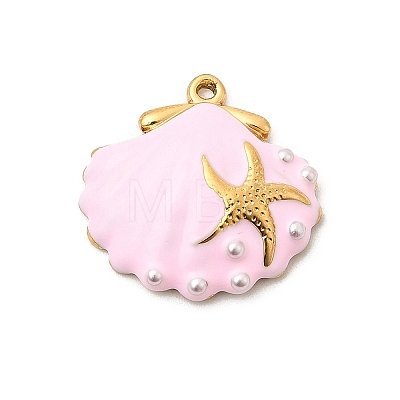 304 Stainless Steel Enamel Pendants STAS-P431-35B-G-1