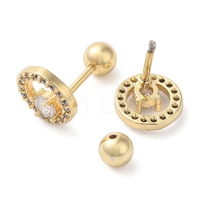 Ring Brass Micro Pave Clear Cubic Zirconia Ear Plug Gauges EJEW-L289-02G-05-1