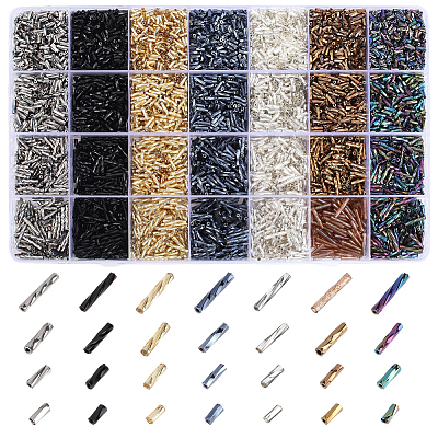 7490Pcs Glass Twisted Bugle Beads SEED-PA0001-27-1
