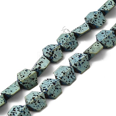 Electroplated Natural Lava Rock Beads Strands G-Q1009-E01-01-1