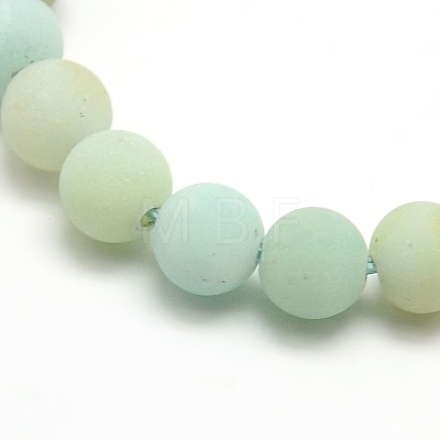 Natural Frosted Flower Amazonite Round Bead Strands G-M064-6mm-07-1