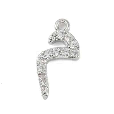 Rack Plating Brass Micro Pave Clear Cubic Zirconia Pendants KK-A224-03M-P-1