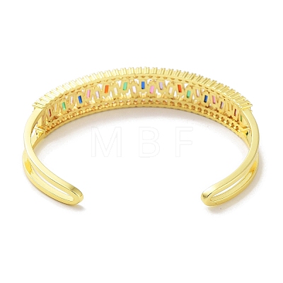 Brass Micro Pave Clear Cubic Zirconia Cuff Bangles BJEW-Z061-23B-1