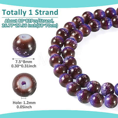 1 Strand Baking Paint Glass Beads Strands DGLA-TADJ0001-02A-1