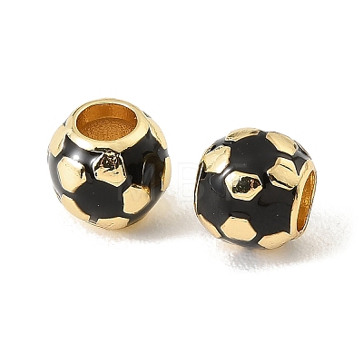Sports Ball Brass Enamel European Beads KK-CBAF2EC-03G-04-1