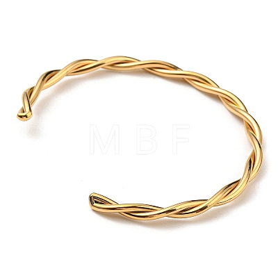 Ion Plating(IP) 304 Stainless Steel Twisted Rope Cuff Bangles BJEW-P296-01G-1