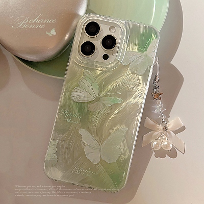 Summer Green Butterfly TPU Plastic Mobile Phone Cover PW-WG901B1-09-1