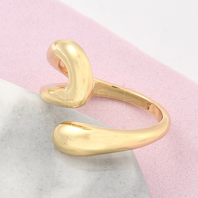 Rack Plating Brass Hollow Teardrop Open Cuff Rings RJEW-D009-01G-1