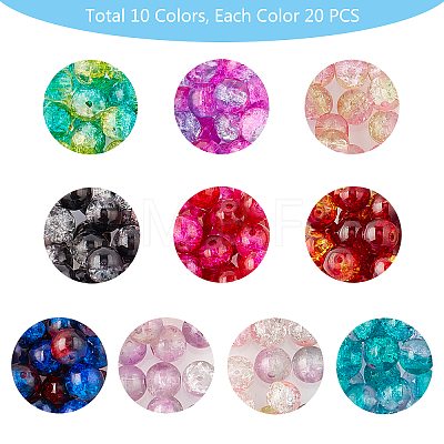 Transparent Crackle Glass Beads CCG-PH0003-09A-1