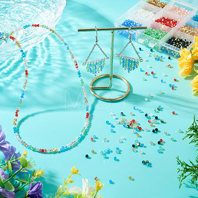 18 Strands 9 Colors AB Color Plated Transparent Glass Beads Strands GLAA-TA0004-44-1
