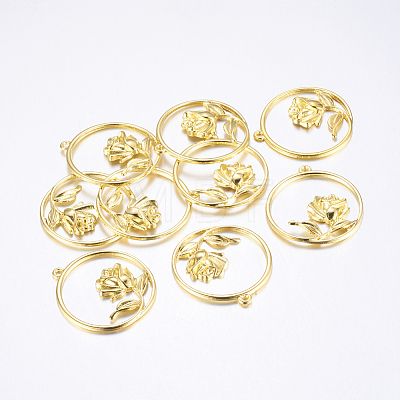 Alloy Flower Pendants EA13268Y-G-1