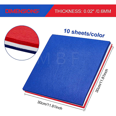 30 Sheets 3 Colors Independence Day Theme Squares Felt Fabric DIY-BC0004-38-1