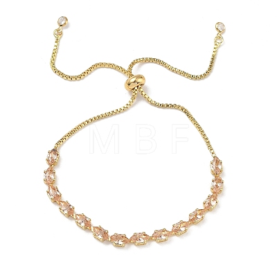 Adjustable Square Brass Micro Pave Cubic Zirconia Link Bracelets KK-D112-01A-G-1