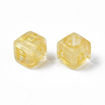 Transparent Golden Plating Acrylic Beads PACR-S219-24-1