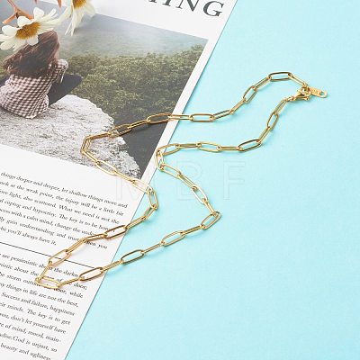 304 Stainless Steel Paperclip Chains Necklace NJEW-JN03593-01-1