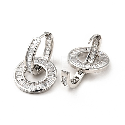 Clear Cubic Zirconia Interlocking Double Ring Dangle Hoop Earrings EJEW-F288-12P-1
