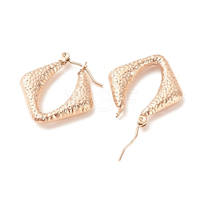 Ion Plating(IP) 304 Stainless Steel Chunky Rhombus Hoop Earrings for Women EJEW-K242-01RG-1