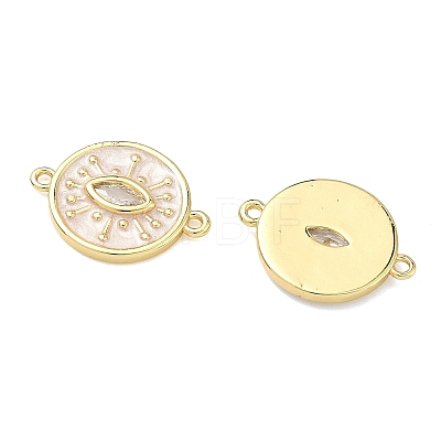 Brass Pave Clear Cubic Zirconia Evil Eye Links Connector Charms KK-B170-14G-1