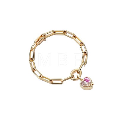 Brass Glass Locket Charm Paperclip Chain Bracelets WGA7A33-01-1