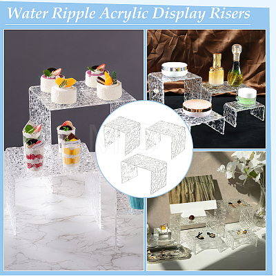 3Pcs 3 Sizes Water Ripple Acrylic Jewelry Display Risers ODIS-WH0061-04-1