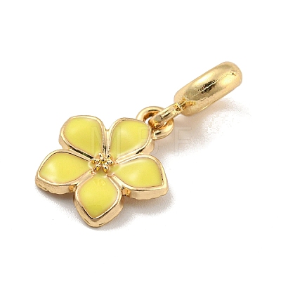 Rack Plating Alloy Enamel Flower European Dangle Charms FIND-B034-55G-04-1