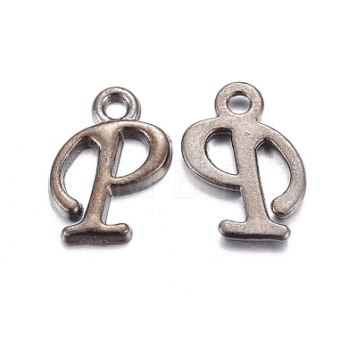 Gunmetal Plated Alloy Letter Pendants PALLOY-J718-01B-P-1