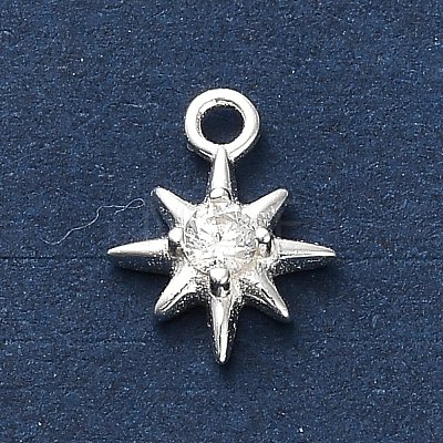 925 Sterling Silver Clear Cubic Zirconia Star Charms STER-U009-06S-1